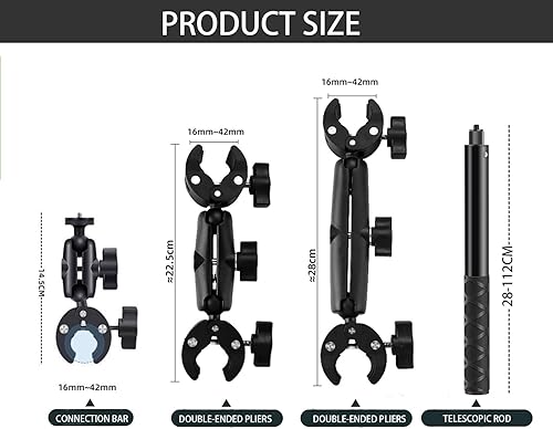 NEWFUN Supporto per Videocamera, Kit per Moto per insta360 x4, X3, X2 Rotazione di 360 Gradi, Doppio Morsetto, Supporto per Moto, Compatibile con Più Dispositivi - Fashionser
