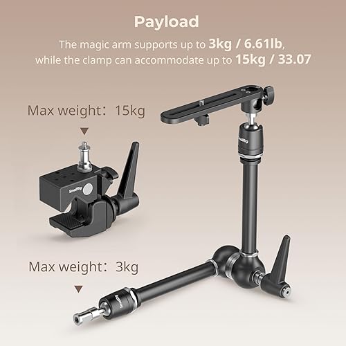 SMALLRIG Friction Magic Arm Camera Mount con Super Clamp e Piattaforma per Telecamera, Salvaspazio in Studio, Supporto/Staffa per Luci e Telecamere - 4862 - Fashionser