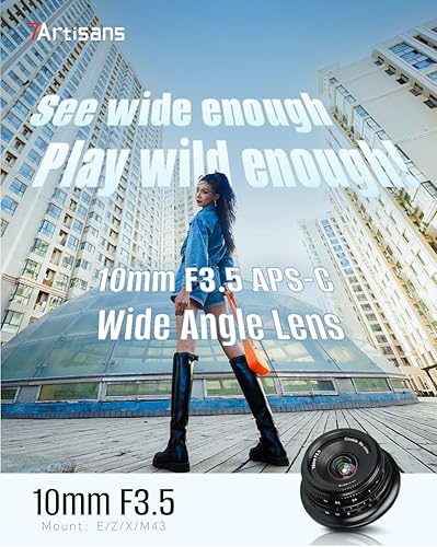 7artisans Obiettivo grandangolare F3.5 APS-C da 10 mm per Sony E, messa a fuoco manuale Wide-Angle Lens E Mount compatibile con fotocamera Sony E Mount - Fashionser