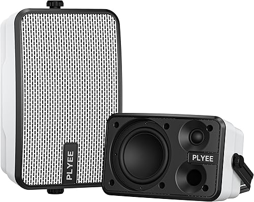 Plyee Audio Altoparlanti Bluetooth 400W, Impermeabili IPX5, Bassi Potenti, Sincronizzazione Wireless con 100 Altoparlanti, Montaggio a Parete per Patio, Veranda, Garage, Coppia (MZ-621) - Fashionser