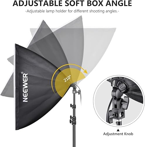 NEEWER 700W Equivalente Softbox Kit Illuminazione, Confezione da 2 5700K Lampadine a LED, 24' x24' Softbox con Presa E27, Kit Illuminazione Continua per Fotografia Attrezzatura da Studio Fotografico - Fashionser