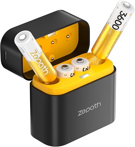 BATZONE 8PCS 1,5V AA Lithium Batterie Ricaricabili con Caricabatterie 8 Slot, 3600mWh Dobbia A Batterie Ricaricabili con 2000+Tech, Ricarica & stoccaggio in Uno - Fashionser