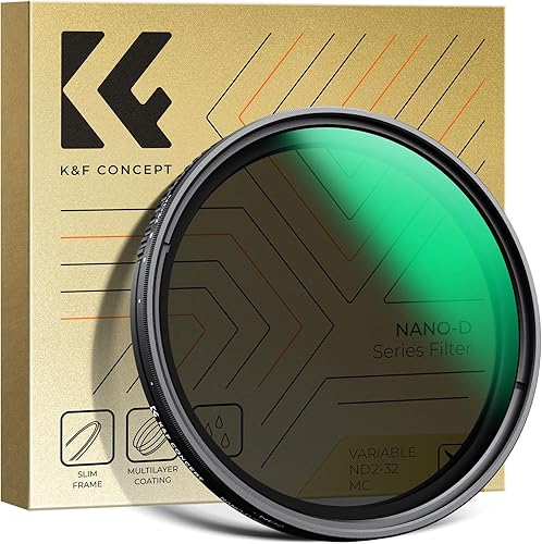 K&F Concept Filtro Variabile ND2-32 (1-5 stop) di Vetro Ottico con Rivestimento Nano a 24 Strati per obiettivi 77mm(Serie Nano-D) - Fashionser