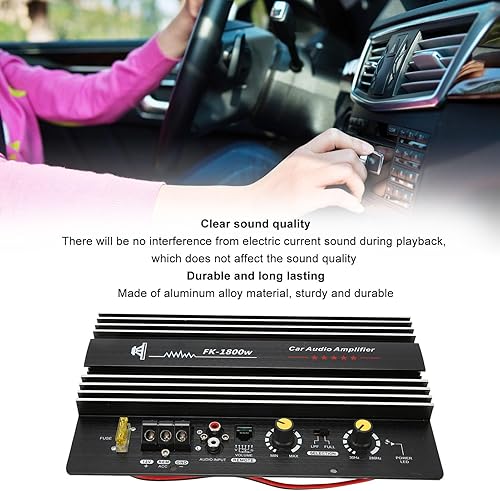Amplificatore per Auto 12V 1800W Amplificatore di Potenza Stereo, Subwoofer per Amplificatore Ad Alta Potenza, Scheda di Amplificatore di Potenza in Lega di Alluminio per - Fashionser