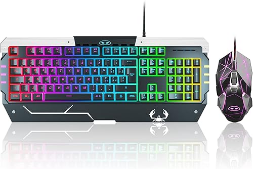 Anivia [IT Layout] Set di mouse e tastiera da gioco RGB 7-Color LED retroilluminazione tastiera USB per Mac Laptop - Fashionser