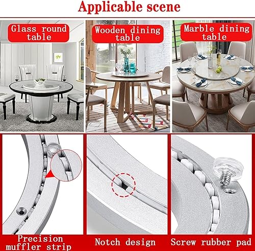 Piastra girevole girevole liscia for impieghi gravosi, base girevole con cuscinetto girevole, cuscinetto da tavolo, base girevole for display TV, grande piastra girevole silenziosa in alluminio a 360° - Fashionser