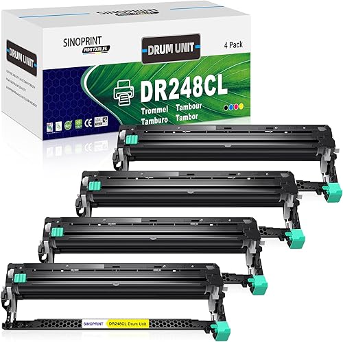 SINOPRINT Compatibile con Brother DR-248CL DR248CL Tamburo per Brother DCP-L3520CDW DCP-L3520CDWE HL-L8230CDW MFC-L3740CDW HL-L3220CW MFC-L8390CDW DCP-L3555CDW MFC-L3760CDW L3240CDW, 4 Pack - Fashionser