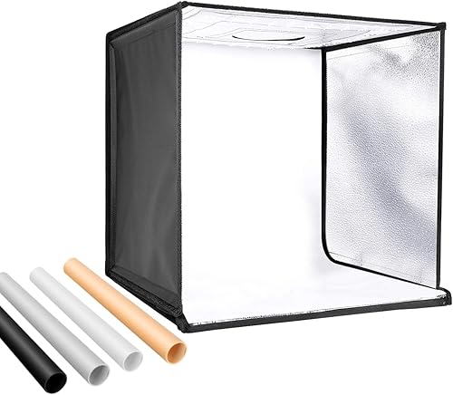 NEEWER Photo Studio Luce Scatola 50x50cm Tenda Luce di Ripresa Luminosità Regolabile Pieghevole Portatile Professionale da Tavolo Kit di Illuminazione per Fotografia 120 Luci LED 4 Colori Fondali - Fashionser