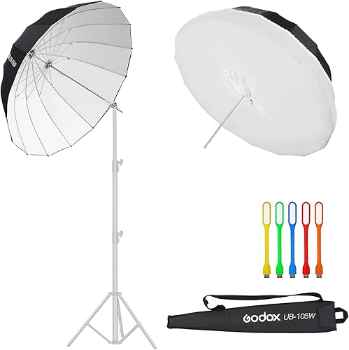Godox UB-105W 41.3' 105cm105cm Interno bianco parabolico profondo ombrello riflettente Studio Soft Light ombrello con diffusore copertura per fotografia Video Studio Shooting - Fashionser