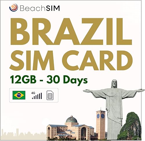 BeachSIM Carta SIM Brasile 30 giorni. 12 GB di Dati Solo a Velocità 4G/5G. Attivazione Rapida. Facile da Ricaricare. Funziona Su dispositivi iOS e Android - Fashionser