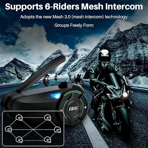 OBEST Interfono Moto Bluetooth,Cuffie Casco per Moto,Mesh 3.0, Supporto per 6 Citofoni di Gruppo Entro 1000 m, Condivisione di Musica, Citofonia, per Ciclismo, Sci - Fashionser