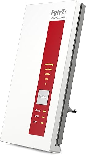 Avm Fritz! Repeater 1750E International, Ripetitore/Estensore Segnale Wifi, Compatibile con Modem Fibra e Adsl, Access Point, Bridge, 1 Lan Gigabit, Bianco/Rosso - Fashionser