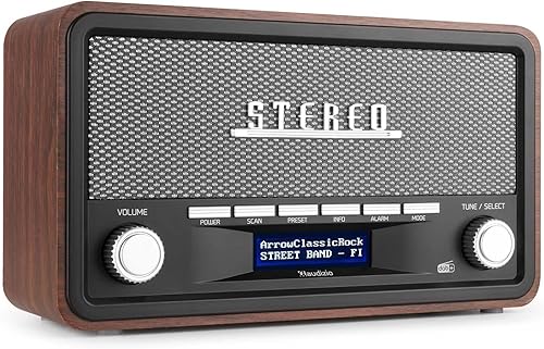Audizio Foggia, Retro Radio, DAB Plus Radio, Bluetooth, Alimentazione a batteria, Radiosveglia, FM, 20 slot di memoria, AUX, Allarme Radio Cucina Vintage, Grigio - Fashionser