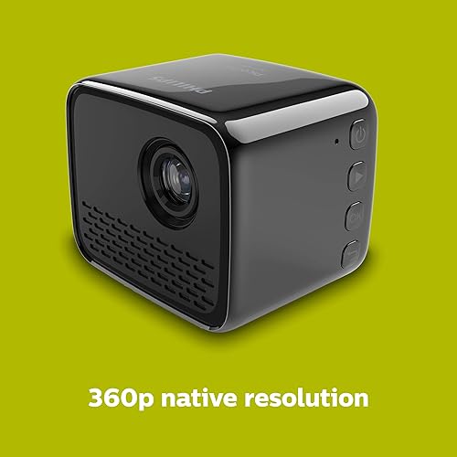 PHILIPS PicoPix Nano Proiettore mobile, Dimensioni ridotte, proiezione delle immagini fino a 60', 80 min con batteria, Mirroring del monitor, Altoparlante e batteria incorporati, nero - Fashionser