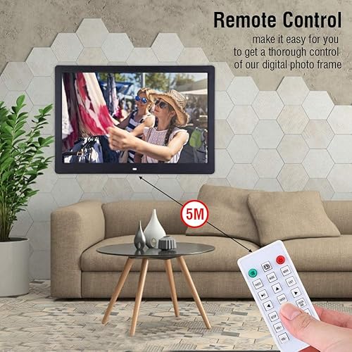 Wakects - Cornice per foto digitale, 15,4 pollici, 1280 x 800 HD, 1280 x 800 HD, con telecomando, lettore video MP3 MP4, supporta USB e SD - Fashionser