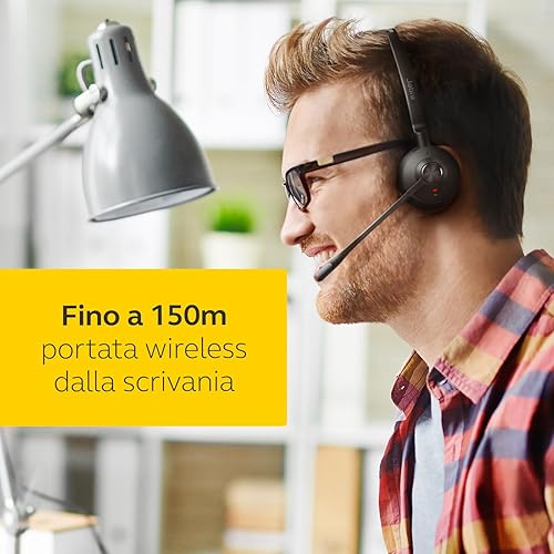 Jabra Engage 65 SE Stereo Wireless Headset Chiamate professionali, DECT Security, batteria da 13 ore, comfort per tutto il giorno con base, alimentatore, cavo USB-C, certificato Microsoft - Fashionser