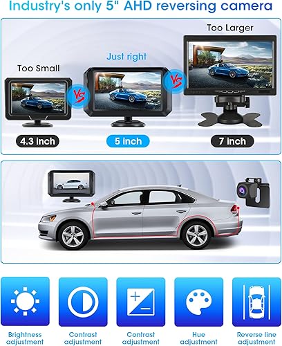 Jansite【Stile esclusivo】5 pollici AHD 1080P Kit Telecamera posteriore di Retromarcia Auto IP68 impermeabile Super visione notturna per Camper Facile da Installare 12-24V - Fashionser