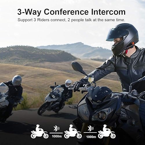 Fodsports BT-S2 Interfono Moto Bluetooth Singolo,Auricolari per Casco da Moto(2 Confezione/Microfono Duro) - Fashionser