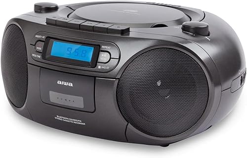 RADIO BLUETOOTH CON LECTOR DE CD MP3 CASETES Y USB AIWA BOOMBOX BBTU-550 BLACK BT 5.0 6W RMS FM - Fashionser