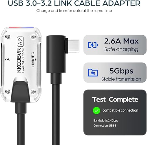 KKCOBVR A2 Link Cavo Adattatore Compatibile con Quest 1/ Quest 2 / Quest Pro/ PICO4 Uso con Battey Head Strap Accessori Gioca PC Gioco - Fashionser