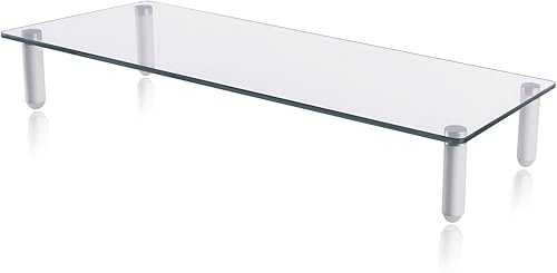 deleyCON Monitor Stand max. 20Kg 4 Piedini - Sostegno Rialzo - per Desktop PC Display TV - Bianco - Fashionser