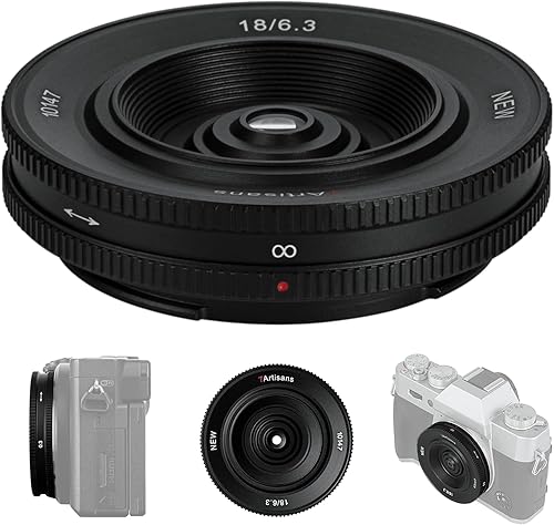 7artisans 18mm F6.3 II Sony Mount, ultra sottile APS-C obiettivo primario, 58g portabilità, 0,3M distanza fuoco, UFO obiettivo per Sony Compact Camere A7 A7II A7III A7R A7RIII A7S A7SIII A6000 A6300 - Fashionser