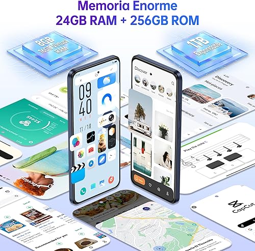 OUKITEL C65 Pro Smartphone Android 15-24(8+16) GB RAM + 256GB ROM Telefoni - 6.7''HD+ 90Hz 50MP+8MP Camera, 5150mAh Cellulari e Smartphone 3.5mm Jack/Dual SIM 4G/Face ID/Fingerprint/BT5.0 Blu - Fashionser