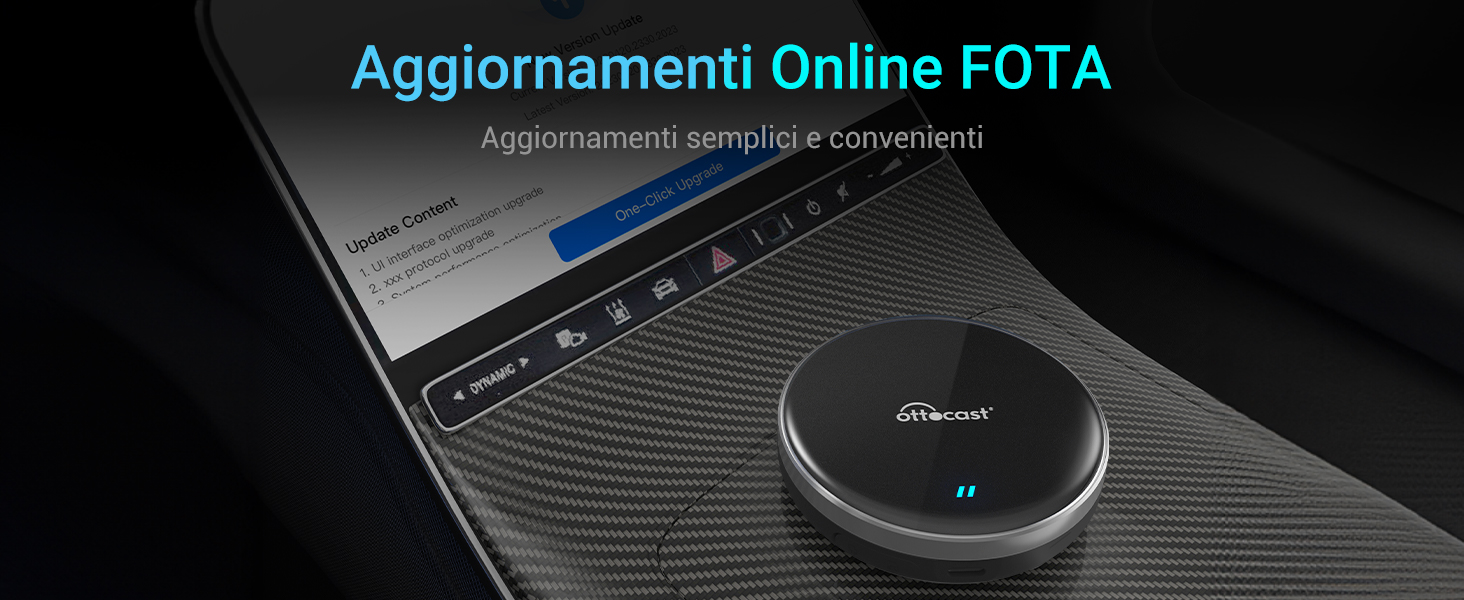 OTTOCAST P3 Lite CarPlay AI Box, Senza Fili CarPlay e Android Auto con Netflix YouTube