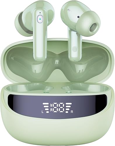 Cuffie Bluetooth, Auricolari Bluetooth 5.4 Stereo HiFi, 40 Ore Cuffie Wireless In Ear ENC Cancellazione Rumore e 4 Mics, IP7 Impermeabile Cuffiette, Cuffie Senza Fili USB-C Carica Rapida, LED Display - Fashionser