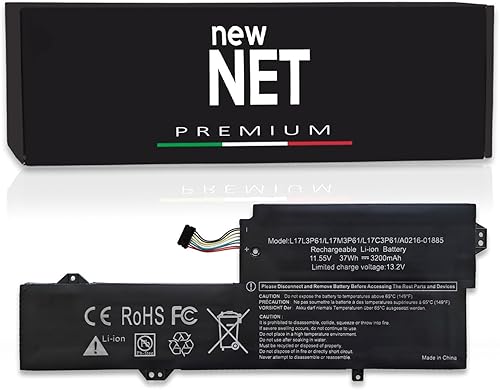 new net - Batteria Premium L17C3P61 [11.4-11.55V - 3200mAh] Compatibile con Lenovo L17M3P61, 5B10N87358, 5B10Q39199 - Fashionser