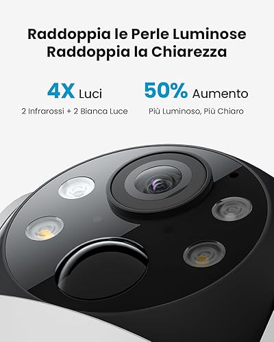 ieGeek 2K Telecamera Wi-Fi Esterno Senza Fili a Batteria, 360° PTZ Videocamera Sorveglianza con Pannello Solare, Rilevazione di Movimento PIR con Allarme, Visione Notturna a Colori, 2 Vie Audio, IP65 - Fashionser