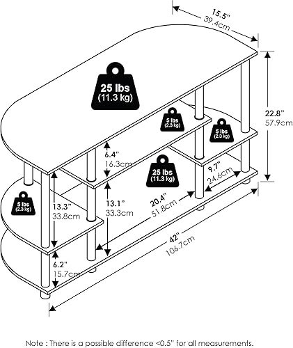 Furinno Jaya Mobile Porta TV, truciolato, Grigio/Nero (French Oak Grey/Black), 39.5 x 106.78 x 57.79 cm - Fashionser