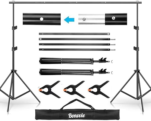 Bonvvie, Supporti per Sfondi 2*3m, Kit Sistema Supporto Telo Fotografico Regolabile per Studio per Video, con Borsa per il Trasporto, Adatto per Fotografia, Live Streaming, Feste, Matrimoni - Fashionser