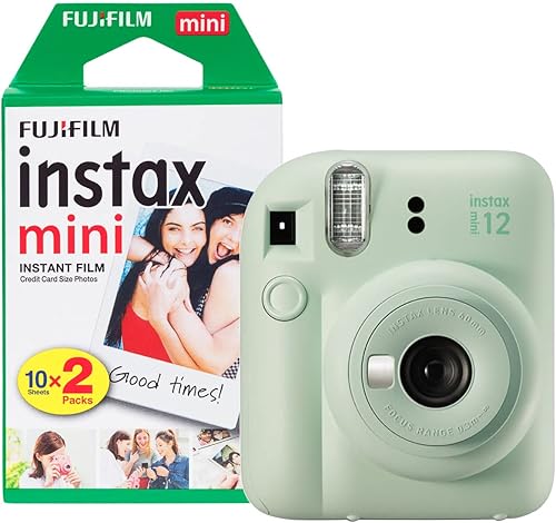 Fujifilm Instax Mini 12 - Fotocamera istantanea con confezione da 20 pellicole, colore: Verde menta - Fashionser
