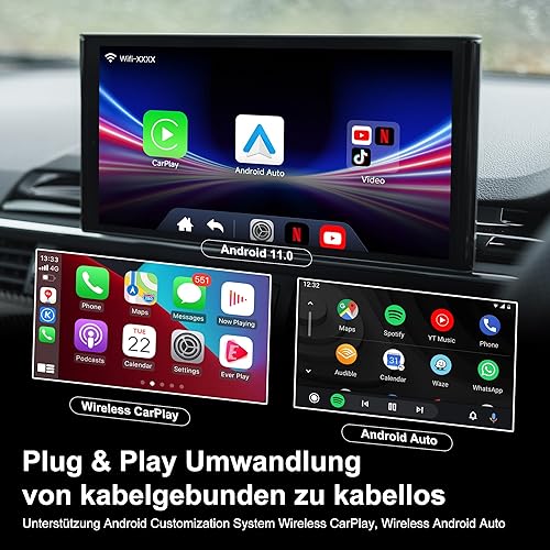 MMB Adattatore Wireless CarPlay Adattatore Auto Android Online Netflix/SmartTube Video multimediale CarPlay per iOS & Android, Magic Box 2.0 Carplay per auto CarPlay cablata in fabbrica - Fashionser