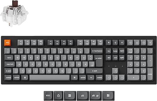 Keychron K10 Max Tastiera meccanica senza fili, DE-ISO 100% layout QMK 2,4 GHz Bluetooth Hot Swap RGB compatibile con Mac Windows Linux Red Switches - Fashionser