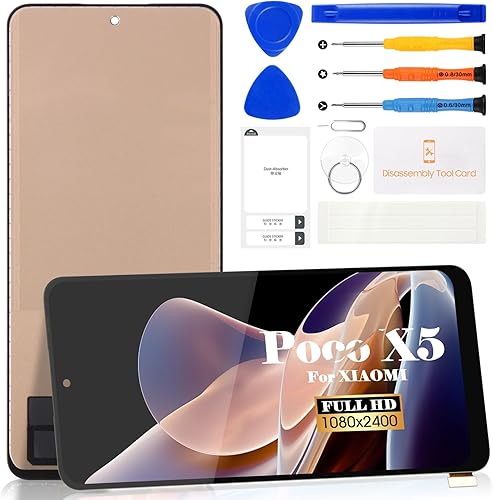 Schermo TFT per Xiaomi Poco X5 Pro 5G Display LCD per Redmi Note 12 Pro Sostituzione dello schermo per 22101320G Touch Digitizer Assembly Kit di riparazione (nero, senza cornice) - Fashionser
