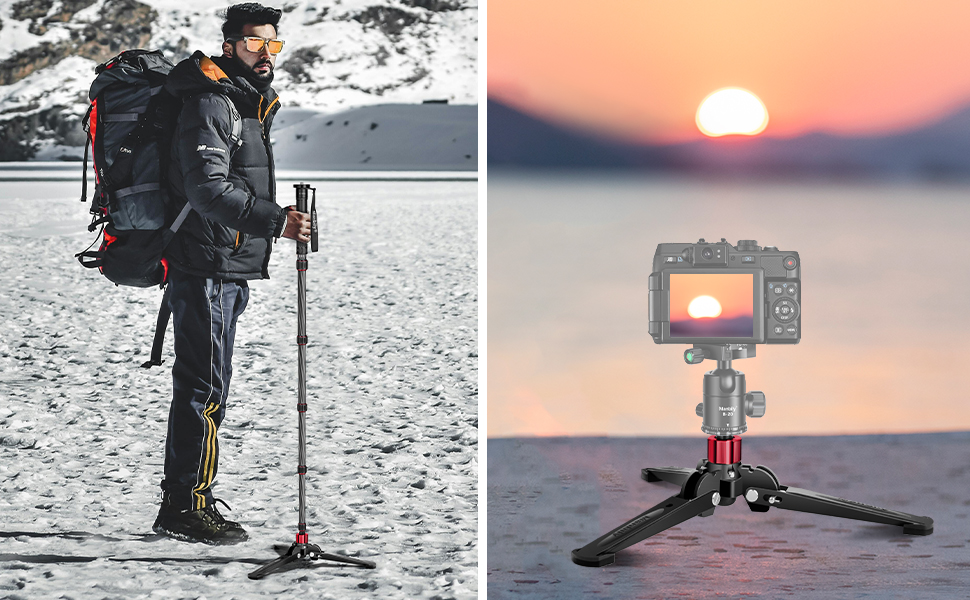 Manbily Mini treppiede base per monopiedi 3/8" vite desktop con piedi monopiede supporto per fotocamera