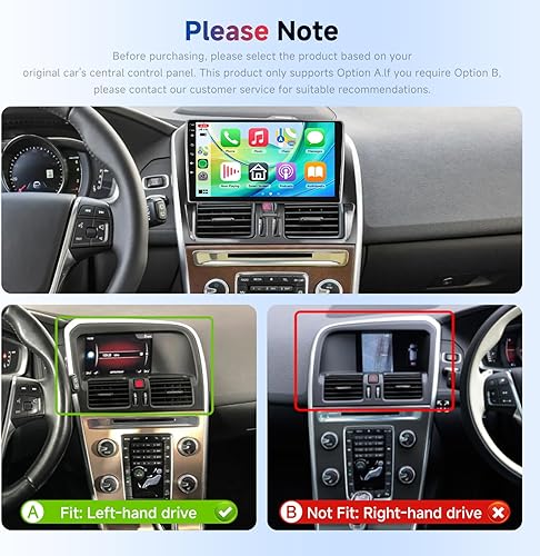 VECHTEL Autoradio 2G+64G Android 15 per Volvo XC60 2008-2013, 9' IPS HD 2.5D Schermo Tactile Stereo Auto co Carplay Android Auto senza Fili DAB GPS Wi-Fi Bluetooth HiFi Radio FM RDS Retrocamera - Fashionser