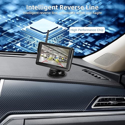Set di Telecamere Retromarcia Senza Fili 5 pollic - Monitor per con telecamera di backup grandangolare senza fili IP69 impermeabile per la visione notturna - immagine di retromarcia Filp per auto SUV - Fashionser