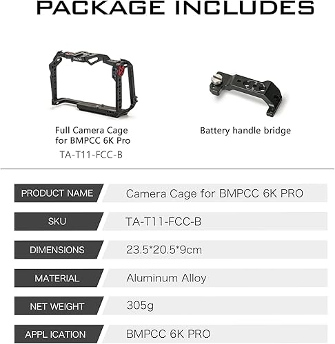 TILTA Camera Full Cage per BMPCC 6K Pro con supporto NATO Rail Cold Shoe per Blackmagic Pocket Cinema Camera 6K TA-T11-FCC-B - Fashionser