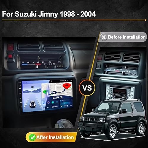 Android 14 Autoradio 2 Din per Suzuki Jimny 1998-2004 9 Pollici Autoradio con Comandi al volante CarPlay senza fili Telecamera Posteriore Navigazione GPS Bluetooth Stereo Auto(S1 1G+32G) - Fashionser