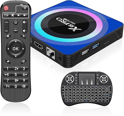 Android 13.0 TV Box, Android Box 4GB RAM 32GB ROM RK3528 Quad-Core 64bit Cortex-A53 support 2.4/5.0GHz Wi-Fi BT5.0 10/100M Ethernet HDMI 2.0 con Mini Tastiera Wireless - Fashionser