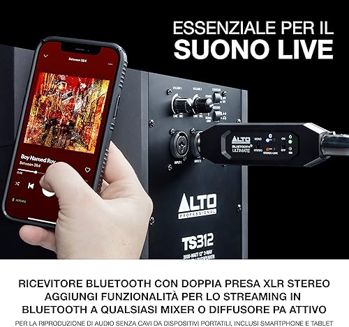 Alto Professional Bluetooth Ultimate - Ricevitore stereo Bluetooth ricaricabile con doppia presa XLR per mixer, sistemi audio e PA attivi - Fashionser