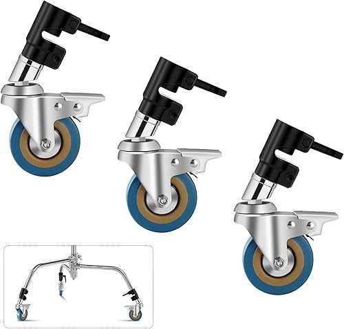 Rotelle Girevole per Cavalletto Stand-C,Grigio Set di Ruota Professionale in Metallo Resistente con Base in Gomma, Compatibile con Supporto Stand-C da 25mm in Diametro(3 Pezzi) - Fashionser