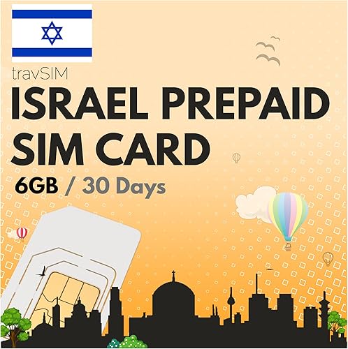 Israel SIM Card Prepaid | 6GB di dati mobili a velocità 4G/5G | La carta SIM israeliana funziona su dispositivi iOS e Android | Il piano sulla carta SIM Israele è valido per 30 giorni - Fashionser