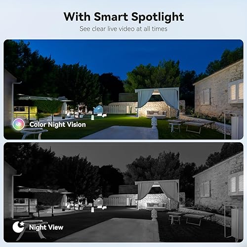 SEHMUA 2K HD Telecamera di sorveglianza Batteria solare esterna WiFi senza fili, rilevamento persone PIR, audio a 2 canali, faretti - Fashionser