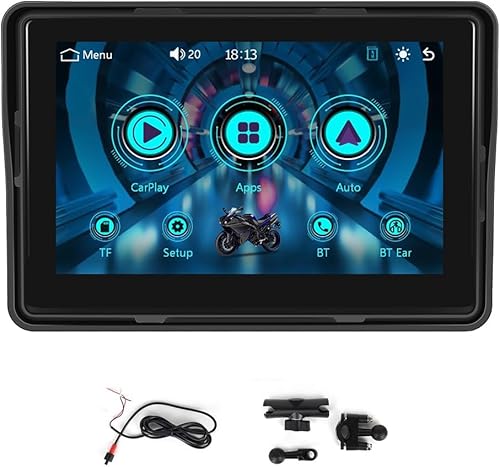 Peowuieu Display di Navigazione GPS per Moto Wireless Carplay Android Auto Monitor Portatile per Moto IP67 Impermeabile - Fashionser