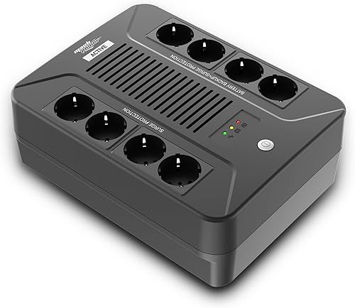 Mach Power UPS Line Interactive 850VA/510W con 8 Uscite Schuko, Batteria 12V/8Ah, Protezione Sovratensioni e Backup, Porta USB, TEL/MODEM, Software incluso (UPS-LIT85PLUG) - Fashionser