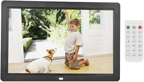 Cornice fotografica digitale da 12 pollici, cornice elettronica con telecomando, 1280 x 800 HD, intelligente digitale, montaggio a parete, funzione calendario, telecomando (nero) - Fashionser